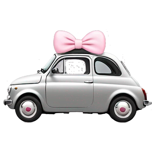 Aesthetic Light grey  Fiat 500 with cute light pink girly bow  emoji