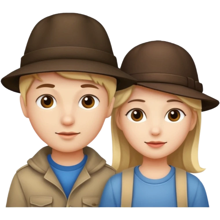 Girl boy emwearing hat emoji