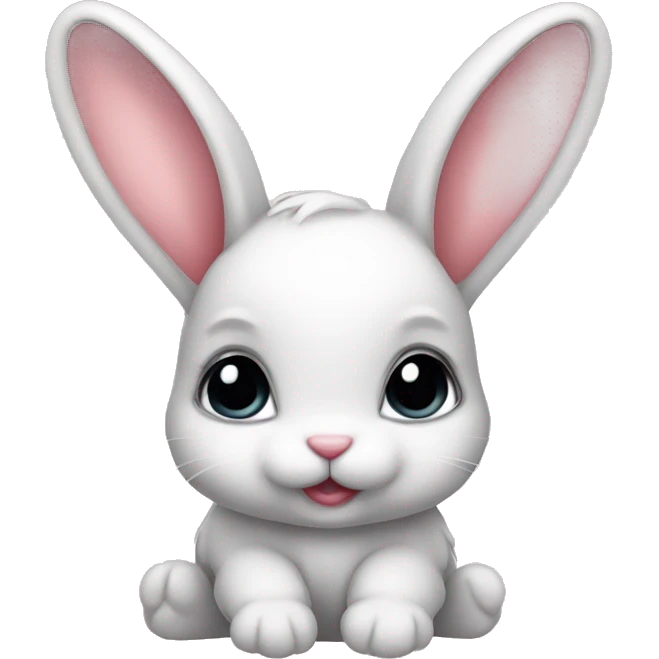 Baby bunny with coquette bow on ear emoji