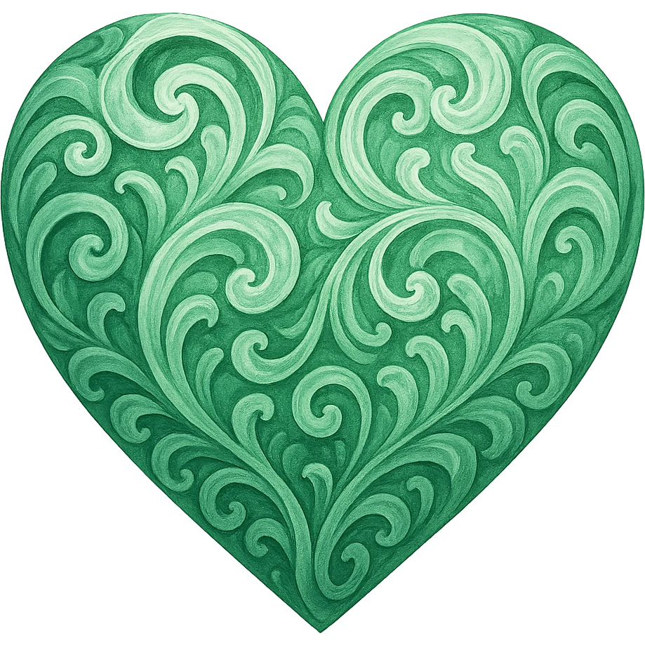 heart with a swirling jade pattern, digital illustration emoji