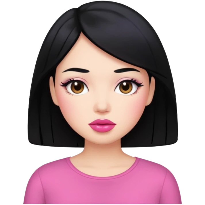 Black hair pink lips blush normal skin  emoji