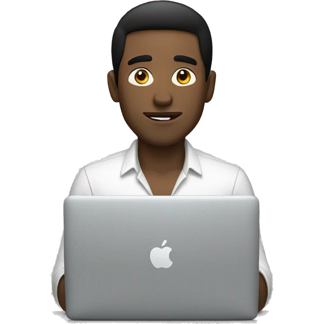white man with black hair working macbook emoji