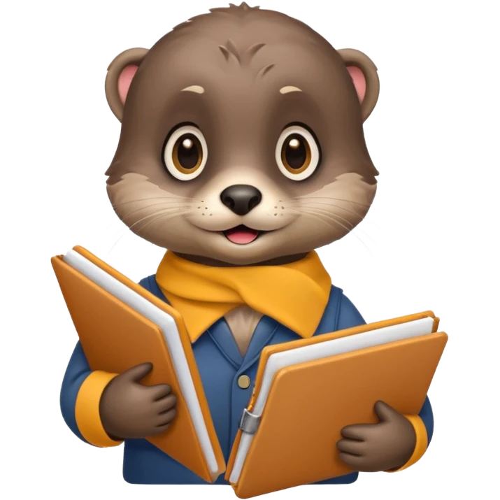 Cute otter holding a school folder emoji