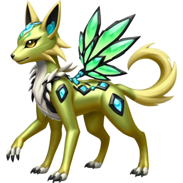  Exotic Meloetta-Zygarde-Zeraora-Renamon-Protogen-Palkia-hybrid-fusion-Fakémon-creature, full body emoji