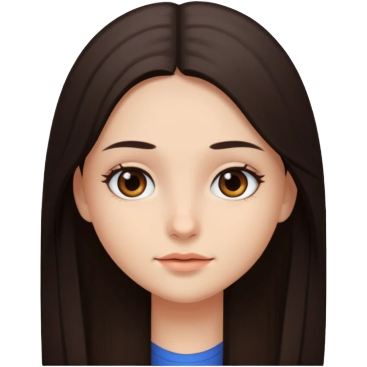Can you make a girl with dark brown eyes with dark brown hair straight long hair emoji