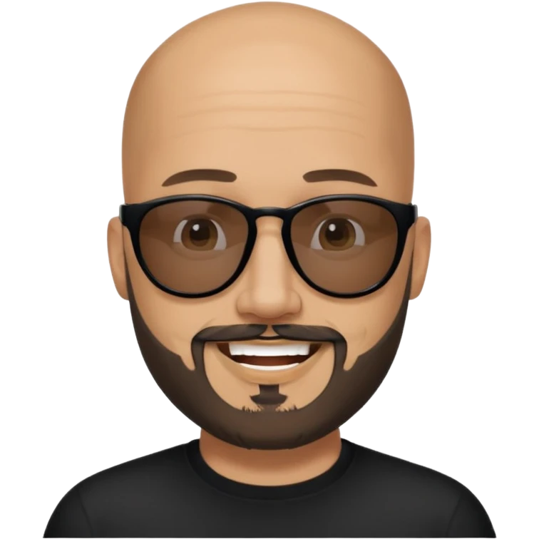 Bald man, wearing black fashion sunglasses, goatee beard emoji