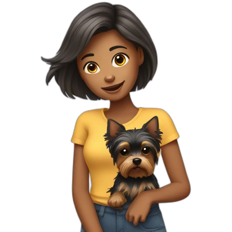 girl with a yorkshire terrier emoji