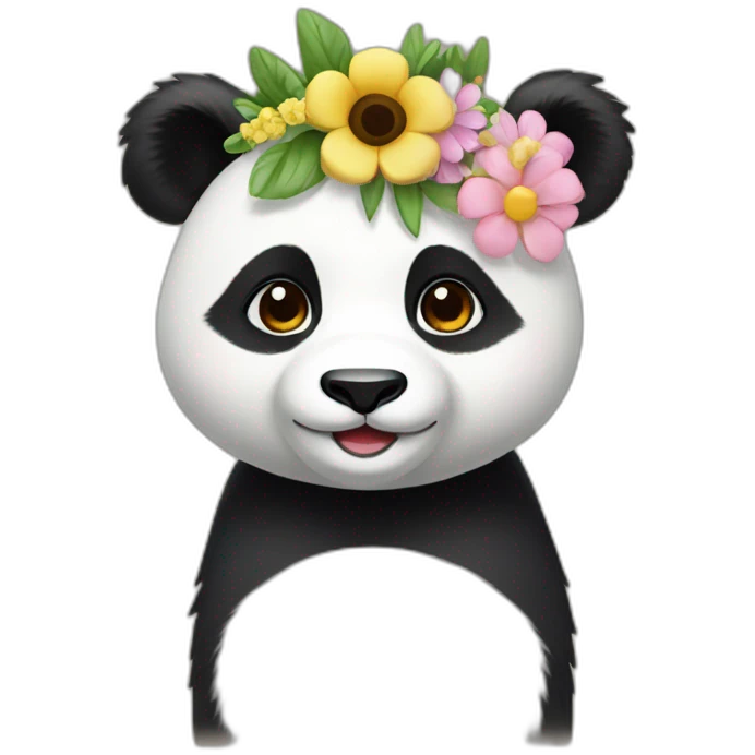 ukrainian panda female with flower crown emoji