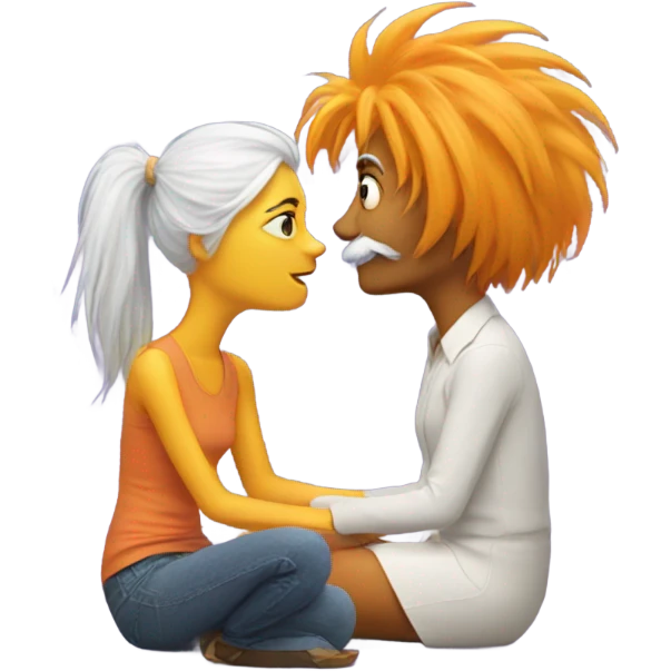 white woman and lorax sitting and talking to eachother emoji
