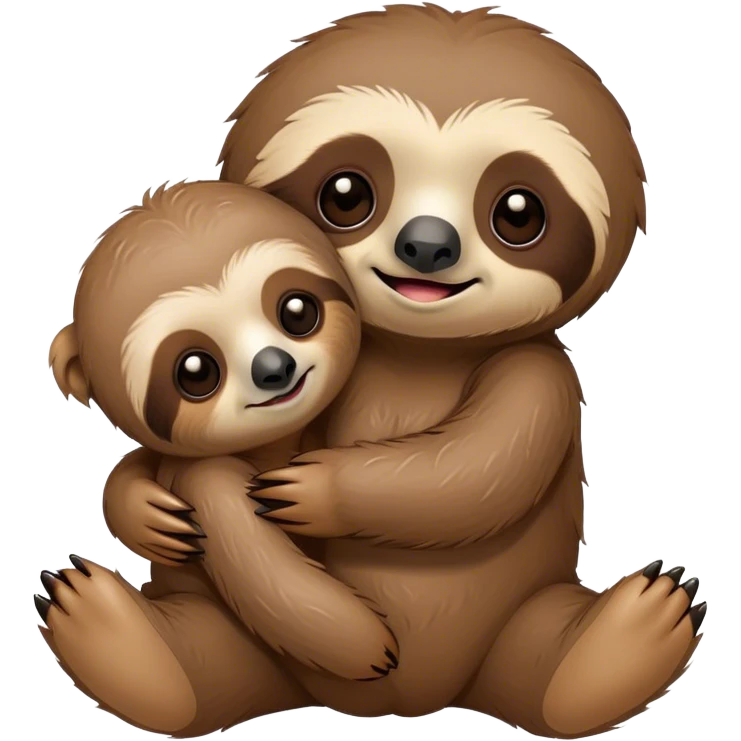 Baby sloth hugging a teddy bear emoji