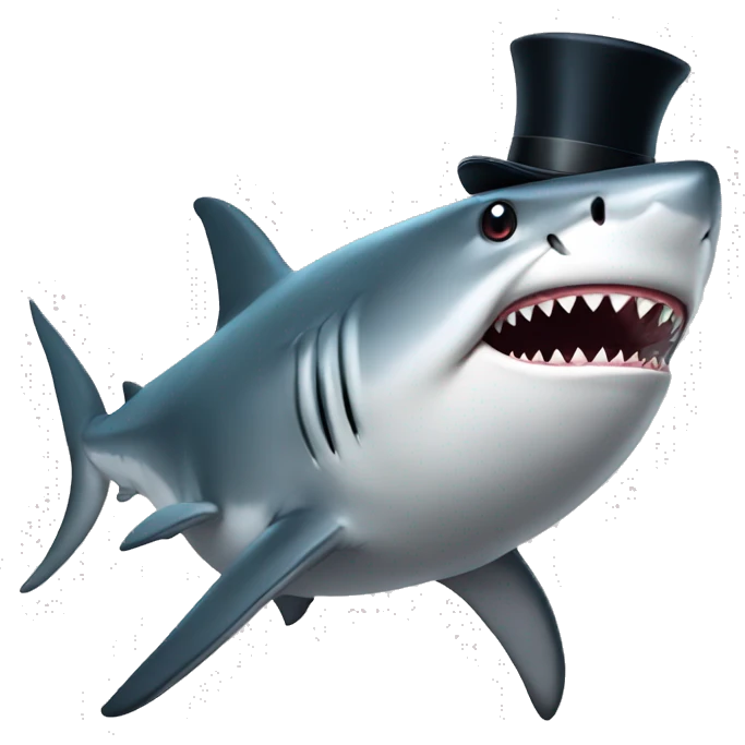 Shark with a top hat emoji