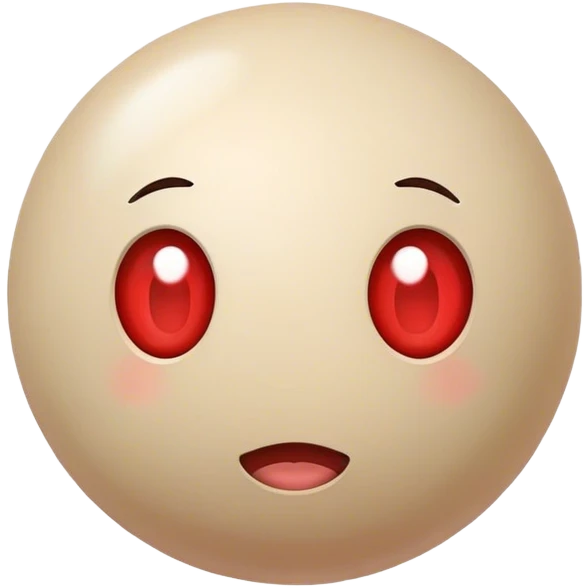 cute beige ball lying with  a small red spot towards viewer emoji