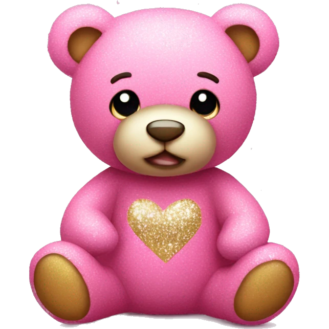 Pink teddy with glitter gearts emoji