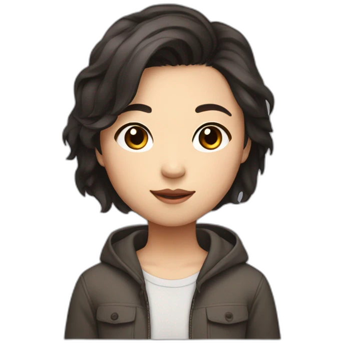 asian teen with fluffy short dark brown hair emoji