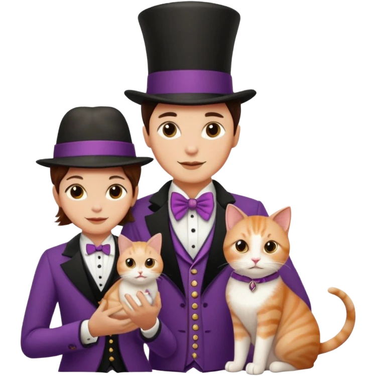 magician couple and their pet cat emoji