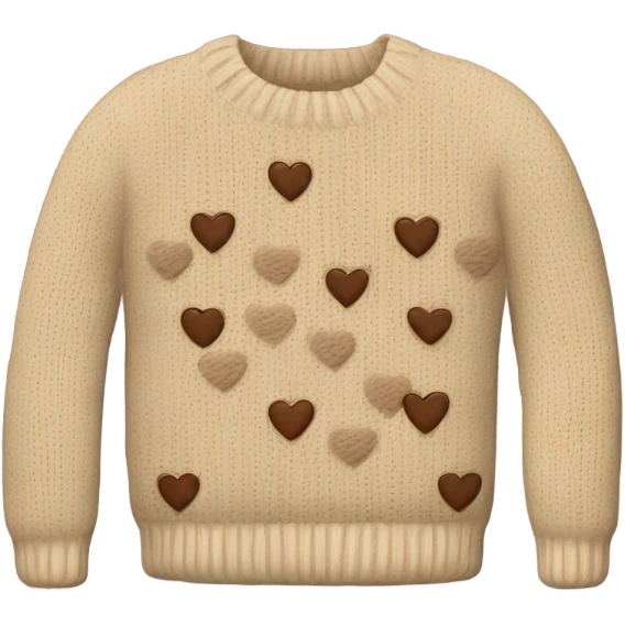knitted beige sweater with brown hearts  emoji