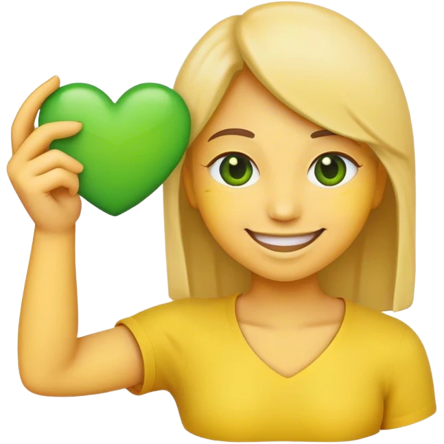 emoji holding a green heart  emoji