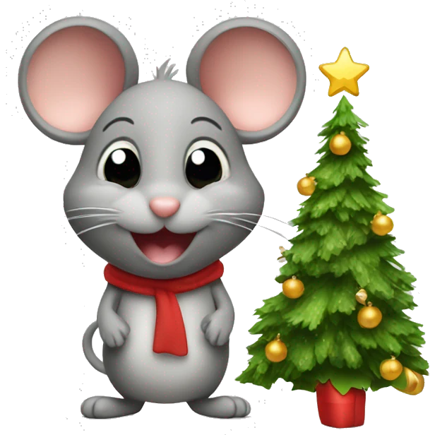 Cute Mouse with Christmas tree emoji
