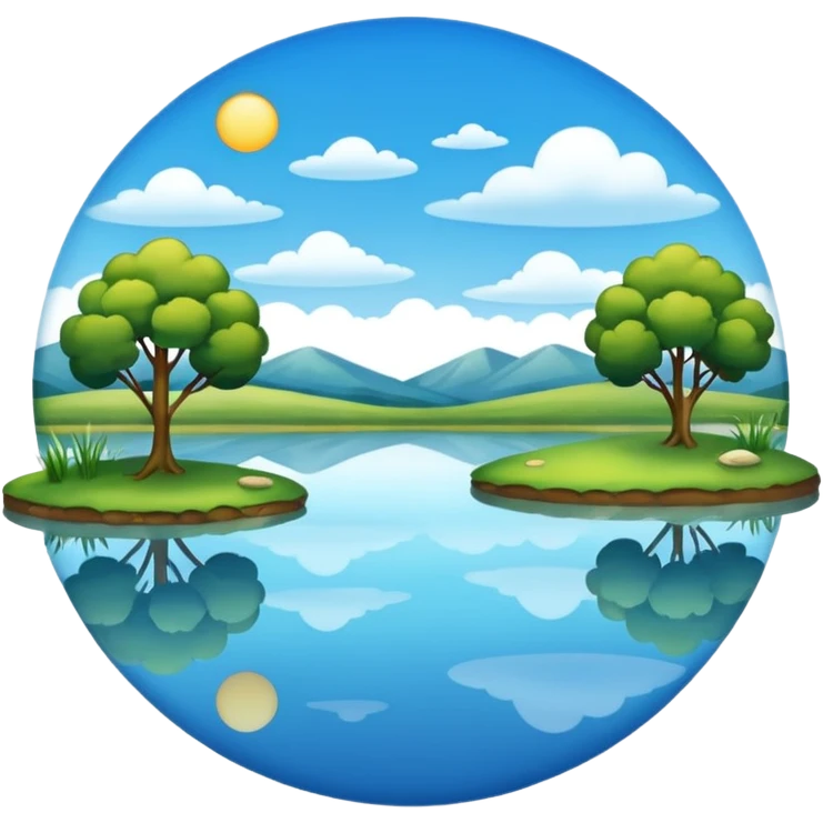 A pond is a small, still body of water—usually smaller than a lake—often shallow enough for sunlight to reach the bottom in most areas. It can be natural, formed by springs or rainfall collecting in a low area, or man-made, like a farm or garden pond. emoji