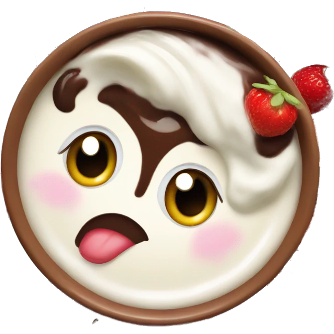 Yogurt with Bowl and fruits and chocolate  emoji