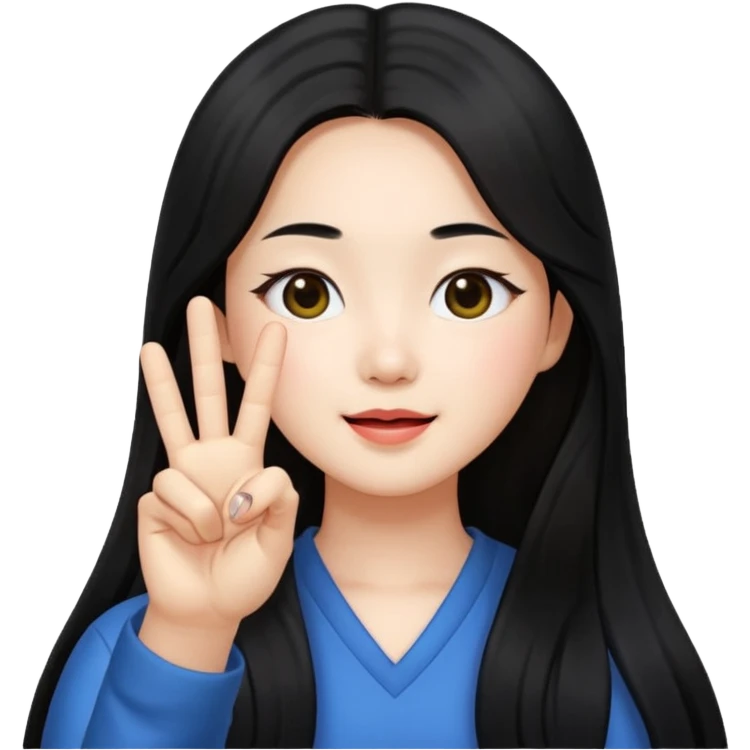 wonyoung as an apple-style emoji, cute pose, long hair, making a peace sign emoji