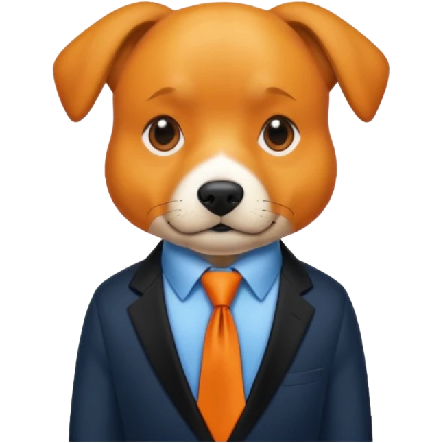 orange dog with black tie,blue shirt emoji