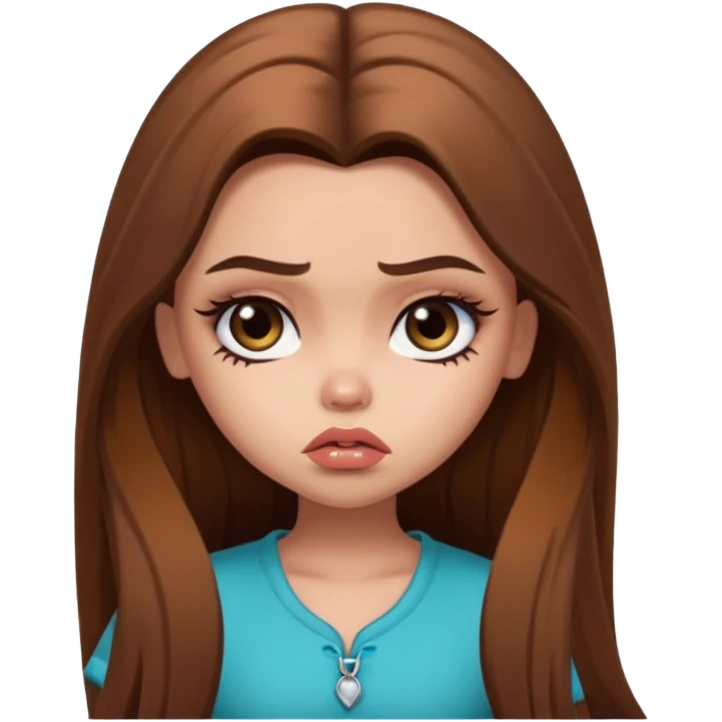 sad pretty bratz baddie, long brown hair emoji