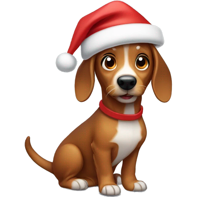 Dashound wearing santa hat emoji