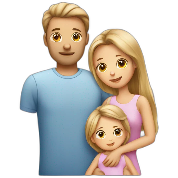 Mum, dad, daughter, newborn  emoji