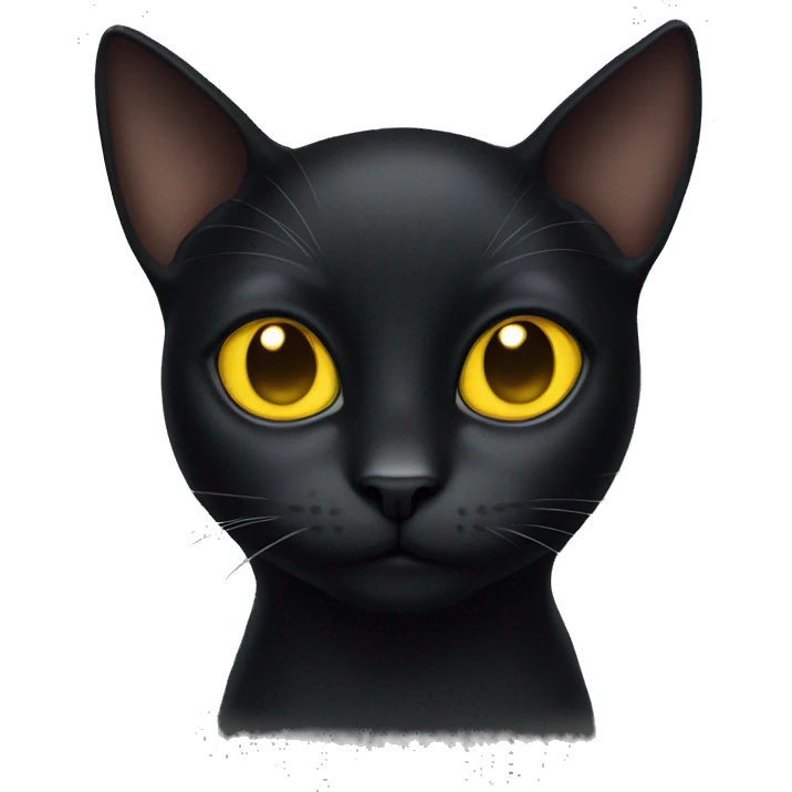 black cat with yellow eyes and ears down emoji