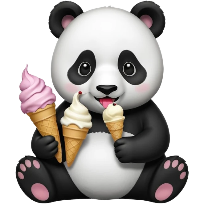 Panda eating ice cream emoji
