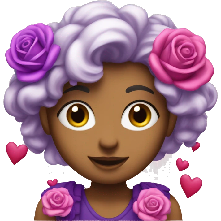 Make my name Rawan with roses and hearts in pink and purple emoji