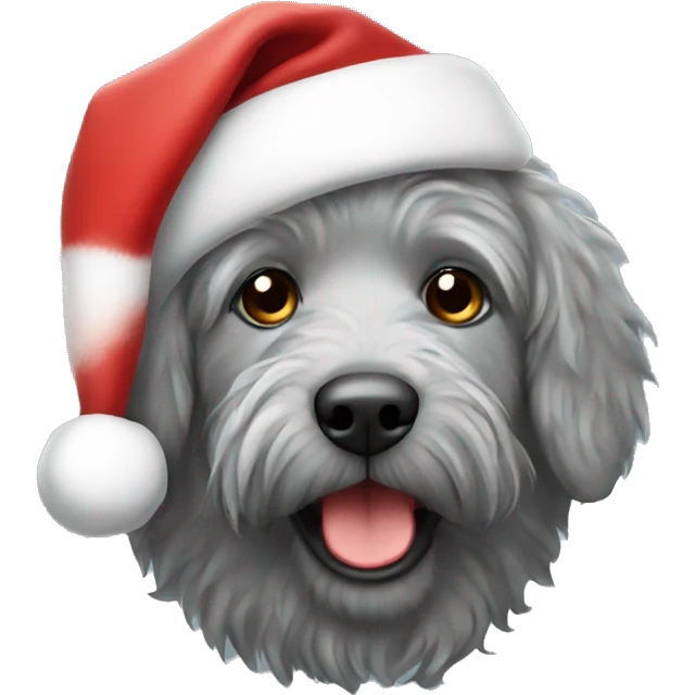 Gray doodle wearing Santa hat emoji