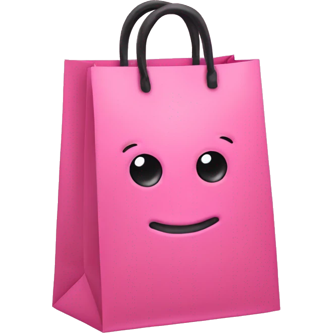 A pink shopping bag with a cute black bow emoji