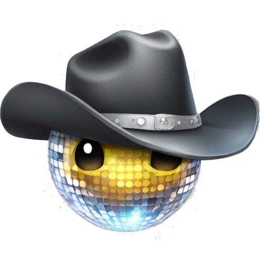 Mirrorball with cowboy hat emoji