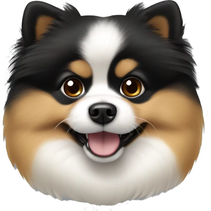 Tricolor pomeranian (black and tan face with white body) emoji