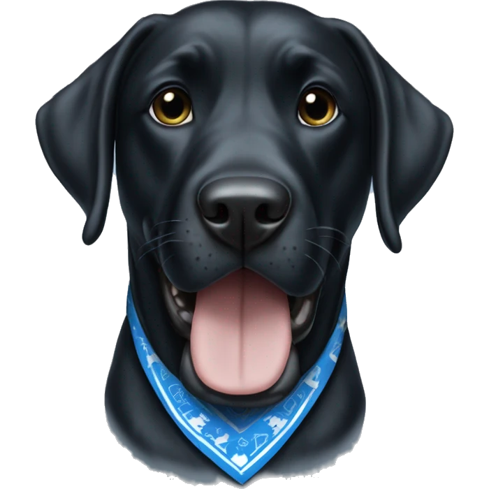 Large Black Lab dog in a Detroit Lions bandana  emoji