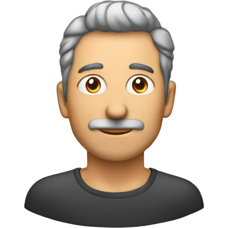 hombre de 50 años cabello cortO CON CANAS emoji