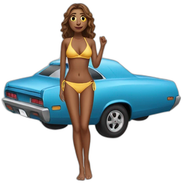 Bikini girl outside the car emoji