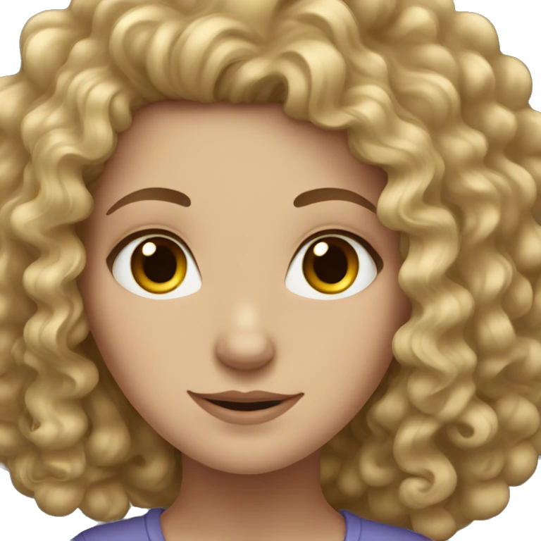 white girl with curly hair brown emoji
