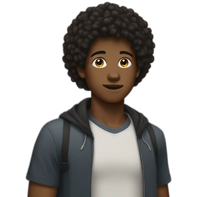 Afro-haired ebony teenage boy. emoji