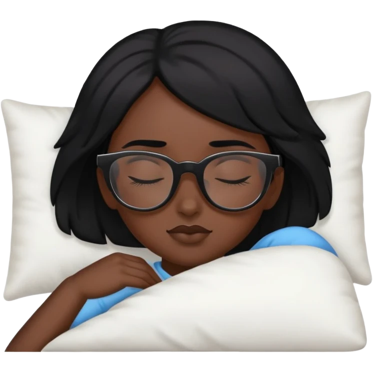 A girl with black hair and dark glasses is sleeping. emoji