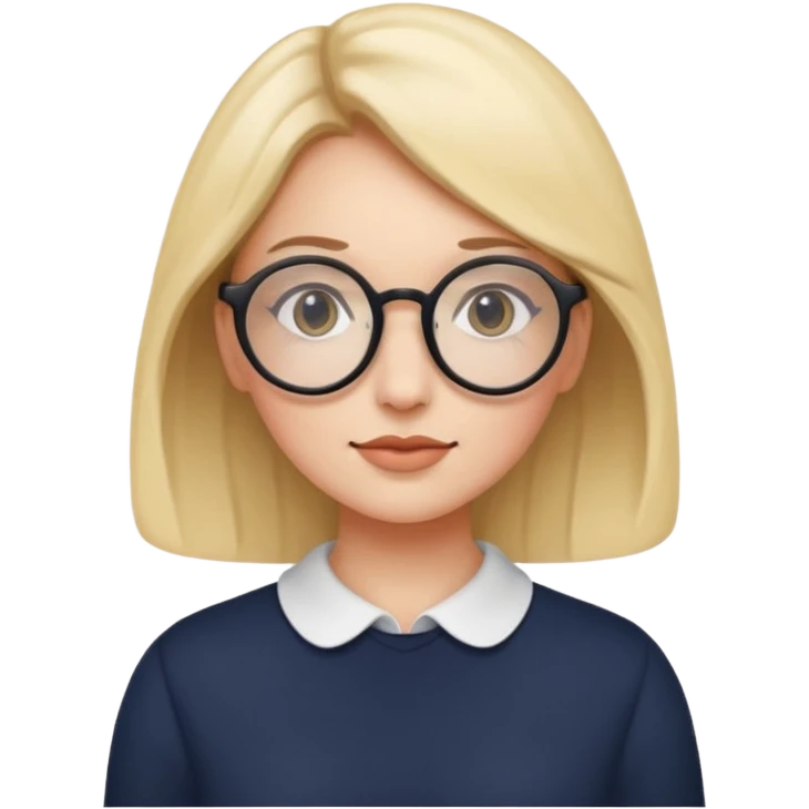 woman wearing round glasses, minimal and modern feeling, iPhone emoji style emoji