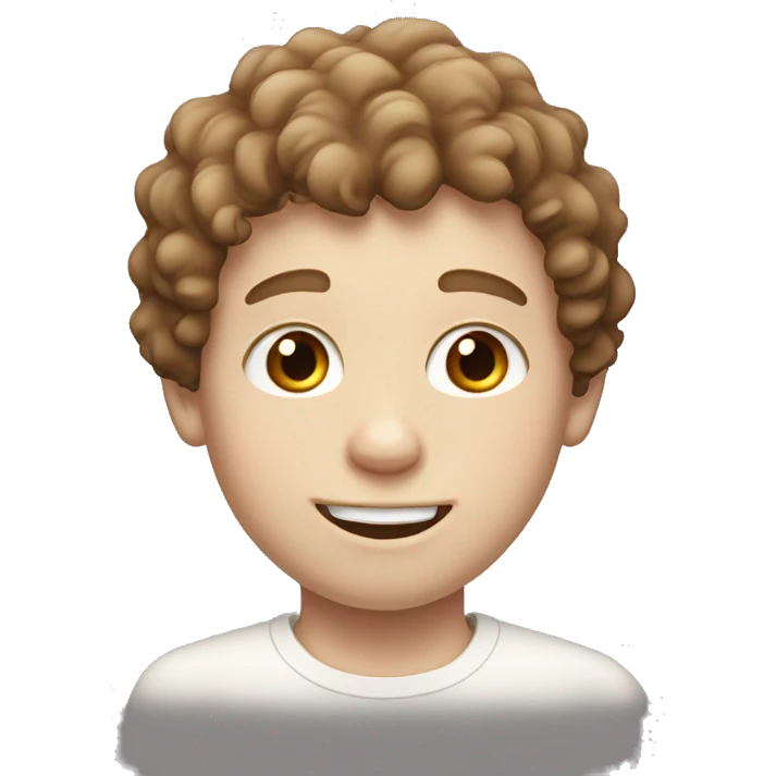 pale boy with brown curly hair and rosy cheeks emoji