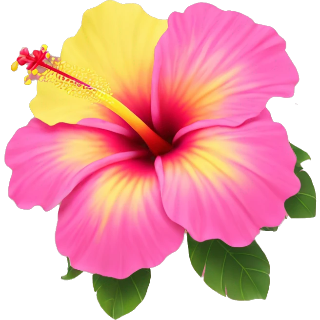 yellow and pink hibiscus flower emoji