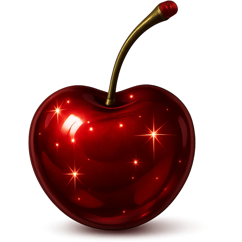 sparkling cherry, luxurious and bold emoji