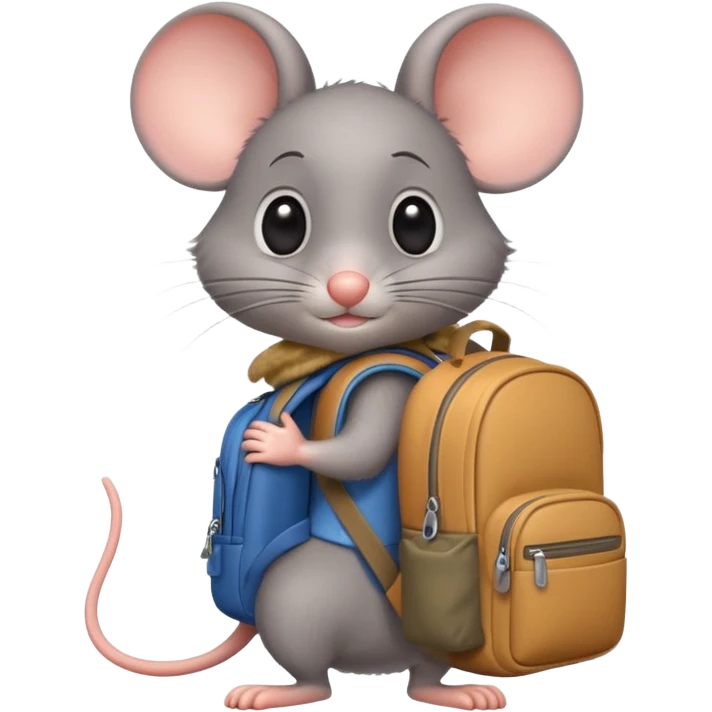Mouse with a backpack pixar style emoji