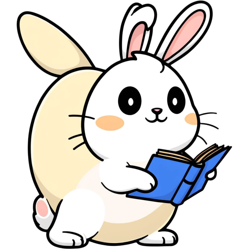 cream bunny writing in planner, standing emoji