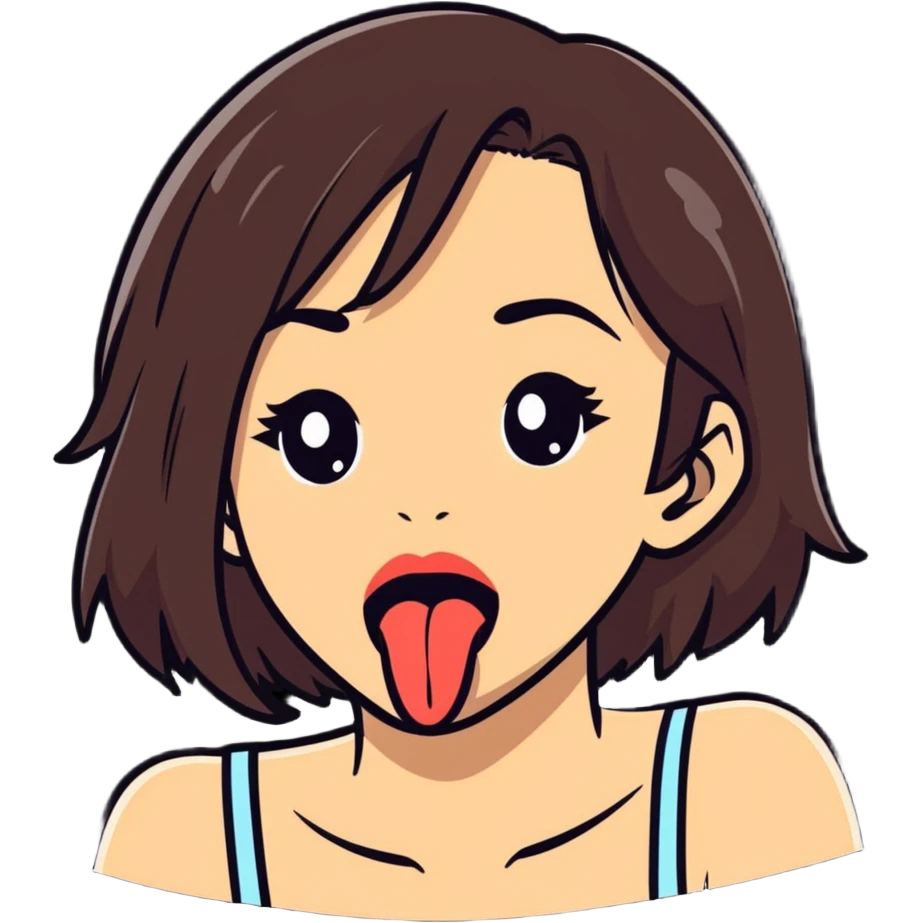 brunette female sticking tongue out  emoji