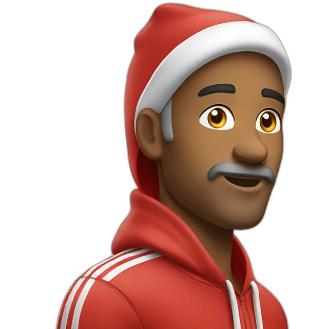 santa in red adidas hoodie emoji